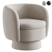 Wide Upholstered Tweed Swivel Barrel Accent 