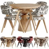 otium dining chair and saria round dining table