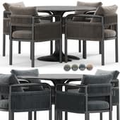 Fabric garden chair with armrests and DIDYMOS table