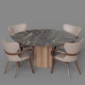 dining group with table st3 160x160 (noir desir) and apriori s chairs