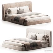 Modern White Velvet King Floating Wingback Bed