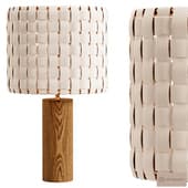 Shinola Parker Wood Table Lamp With Woven Leather Shade