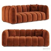 Burnt Orange Velvet 3-Seater Sofa