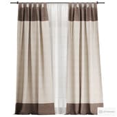 Two-tone linen curtains on hinges with tulle