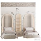 Custom-made children's furniture with two beds and a shelf