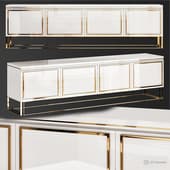 Modern white tv stand with drawer gold