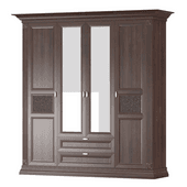 Four—door wardrobe in classic style - dark walnut