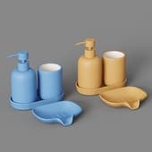 bathroom accessories set with flow stand, indigo blue, 4 pre bergenson bjorn