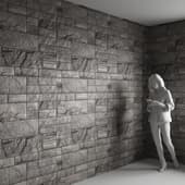 a wall of stone panels