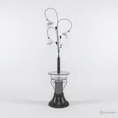 Floor lamp with glass table
