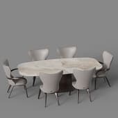 dining group with stk 120 x 240 table (reves noisette) and apriori shmh chairs