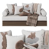 upholstered window seat for children's room 006 \ pillows
