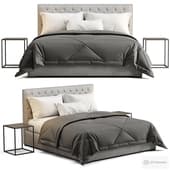ADLER FABRIC DIAMOND-TUFTED BED WITH NAILHEADS