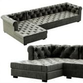 RH Modern Modena Chesterfield Leather Left-Arm Chaise Sectional