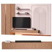 TV wall - TV wall with shelves P03