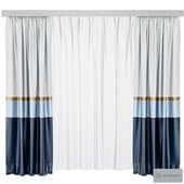 Straight silk curtains with tulle