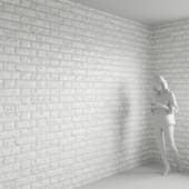 the white brick wall is embossed