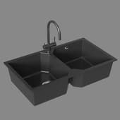 kitchen sink with hofmann mixer tap