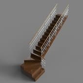 wooden staircase with modern railings