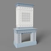 fireplace art nouveau palette of paintings - azure