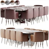 Tape Dining Chair by Minotti and KUMO table by Frigerio